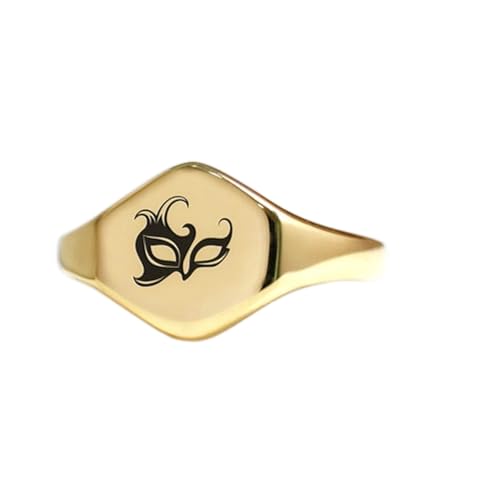 Bague masque de carnaval en argent sterling 925 doré, l'élégance d'une chevalière vintage