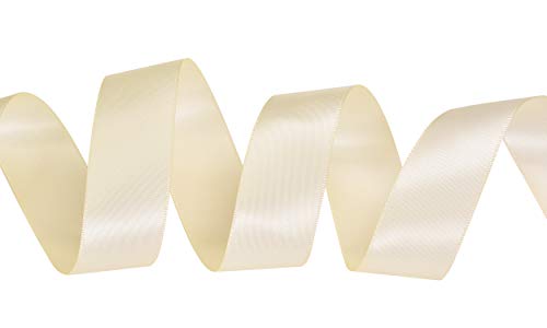 Yama Double Face Satin Ribbon - 1 Inch 25 Yards For Gift Package Wrapping,Floral Design,Hair Bow Clip Making,Crafting,Sewing,Wedding Decor, Ivory #TOP2