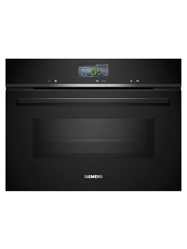 Siemens CM776GKB1, iQ700 Smarter Einbau-Kompaktbackofen mit Mikrowellenfunktion, 60 x 45 cm, 900 W, Made in Germany, Schwarz, Pyrolyse & Hydrolyse, Air Fry, Backofenassistant, Farbiger Touchscreen