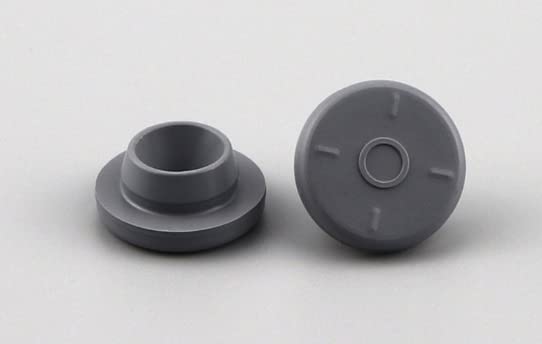 ND 100pcs Butyl Rubber Stopper Plug?Self Healing Injection Ports Solid Seal and 100pcs Aluminum FILP Off Cap for Glass Bottle Vials (20mm, red, 100)