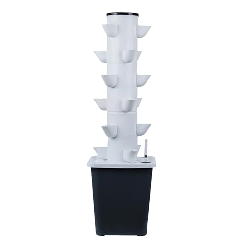 Torre de cultivo hidropónico - Sistema de cultivo hidropónico de 15 torres de cultivo hidropónico, con tanque de agua de 10L, indicador de nivel de agua, for hierbas, frutas y verduras, adaptador
