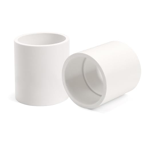 2Pack 2 Inch White PVC Pipe Coupling Socket x Socket Schedule 40 Heavy Duty Slip Connectors for DIY Garden Support Sprinkler System (2 Inch)