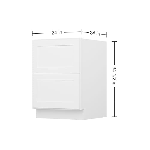 Image of Furinno Shaker Drawer Base Kitchen Cabinet with 2-Drawers, Ready to Assemble, 24 D x 24 W x 34.5 H, White