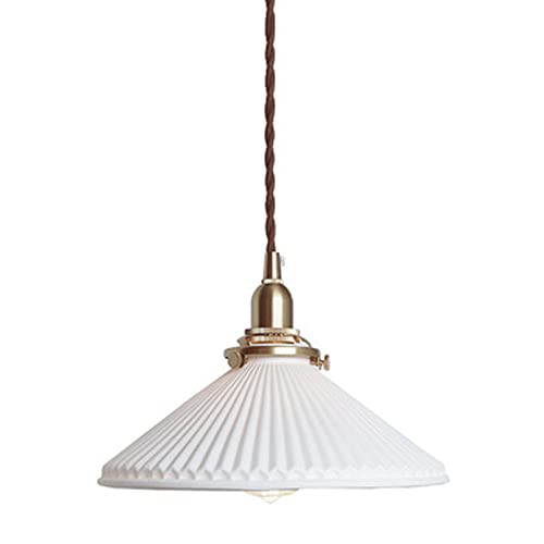 SXSKPP Lámpara de araña Creativa Moderna cerámica Plisada Creativa de 1 luz con Acabado Blanco, iluminación Ajustable E27 para Cocina, Isla, baño, Dormitorio, lámpara de Noche.