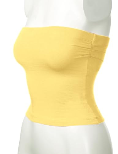 Image of Women's Shapewear Tube Tops Strapless Ruched Built-in Shelf Bra Casual