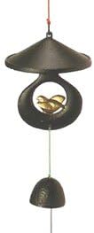 風鈴 すずめ宿 黒色 鉄製 かざり：W110&times;D110&times;H130mm 鈴：￠45&times;H35mm