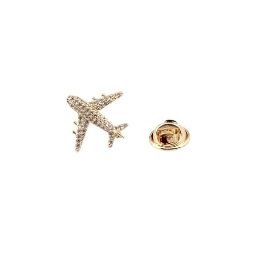 Image of Cute Airplane Collar Brooch Pin Crystal Cubic Zirconia Aircraft Plane Tie Pins Coat Jackets Hat Suit Accessories Brooches Pins Dainty Jewelry Gifts for Women Men Girls