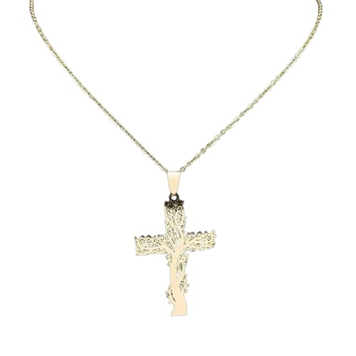 Collier femme solide qui ne noircit pas avec motif croix chrétienne