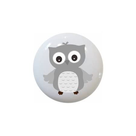 Farm Fresh Knobs Design Ceramic Cabinet Kitchen Bathroom Furniture Handles or Pulls w/Glossy Finish - Owls by aa Lilac Pink Seafoam Yellow Gray Grey - 1.5 x 1.5 Inches (Owl 1 Gray)