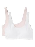 Hanes Girls' Bonded Comfort Bra 2-Pack, Light Buff/White, Large