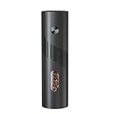 CIRCLE JOY Electric Pepper Mill Top-Refill Battery Operated Pepper Grinder with 120ml Capacity, Adjustable Coarseness and White LED Light, Black