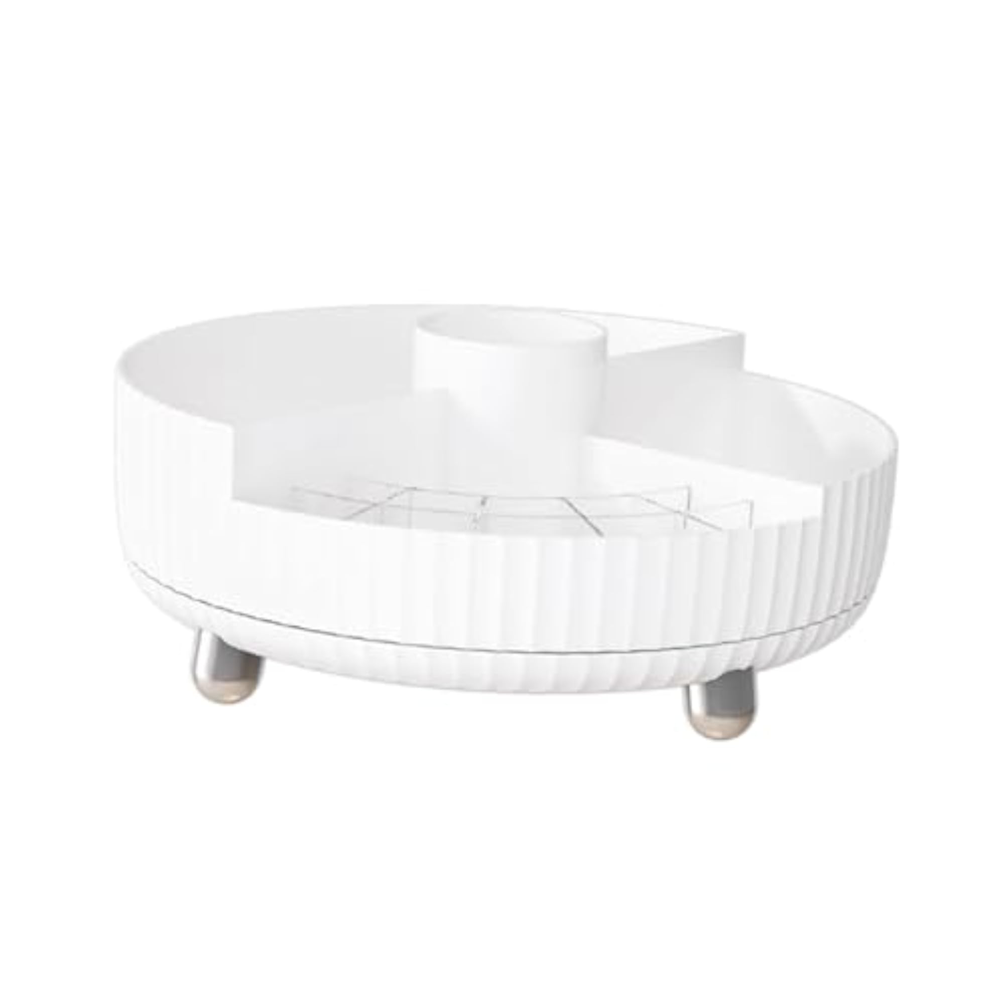 Cosmetic Organizer Holder Display Case for Vanity, Ivory White