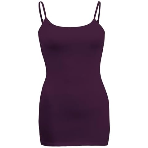 Women's Classic Solid Camisole with Adjustable Spaghetti Straps Long Tank Top Plus Size (XLarge ~ 3XLarge) (XLarge, Grape) Cover