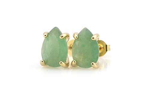 Boucles d'oreilles aventurine verte clous en or bijoux femmes gemmes