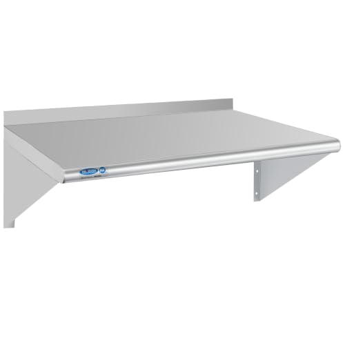 Image of HARDURA Stainless Steel Shelf 18 inch x 24 inch, 297lb Commercial Shelves Wall Mount Metal Shelving with Backsplash and Brackets for Kitchen, Restaurant, Laundry Room and Home