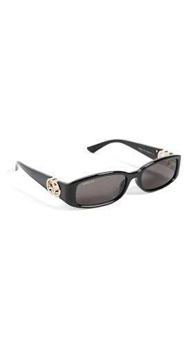 Gucci Womens Hailey Rectangular Sunglasses Black-Black-Grey One Size