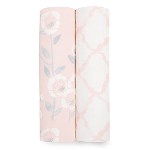 aden + anais™ Essentials 2 Maxi-Langes Silky Soft Grand Format prélavés en Viscose de Bambou, Doux et Léger pour Été, Garçon et Fille, Naissance, Lot de Trois, 112x112cm Imprimé Stencil Cover