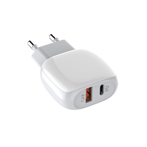 Image of Tessco BC-2020 20W Dual USB Charger /Adapter (PD + QC3.0 Port) with Qualcomm Quick Charge 3.0 Technology | Cable Included - White