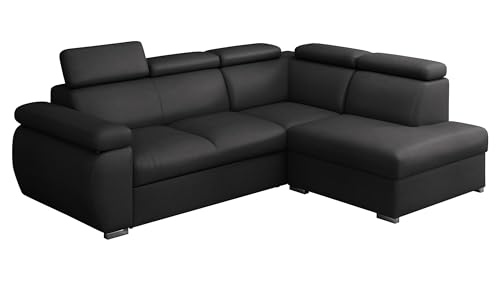 Mirjan24 Ecksofa Boston mit Schlaffunktion und Bettkasten, Eckcouch mit Einstellbare Kopfstützen, Polsterecke, L-Sofa, Verchromte Füße, 2r+R+LXp (Seite: Rechts, Kronos 34)