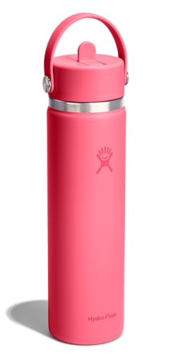 Image of Hydro Flask Water Bottle - Insulated Stainless Steel - Wide Straw Lid, Non Spill, Leakproof in 24 Oz Popstar Pink