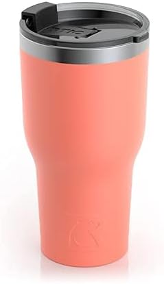 RTIC 30 oz Insulated Tumbler Stainless Steel Coffee Travel Mug with Lid, Spill Proof, Hot Beverage and Cold, Portable Thermal Cup for Car, Camping, Coral