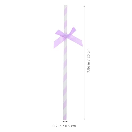 60 Pitillos de Papel morado para fiesta con moño miniatura 2
