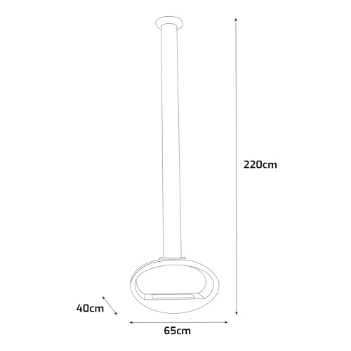 Frankystar Nerone - Camino Da Soffitto Sospeso Bifacciale 65X220X40 Cm Di Design Da Interno Nero - 5