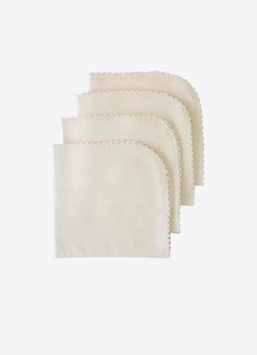 Organic Basic 4-Pack Baby Burp Cloths – 100% Cotton, Crochet Edged (Natural)
