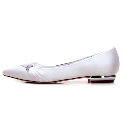 Womens Wedding Shoes Women's Pointed Toe Wedding Flats for Brides: Slip-On Comfort in Low-Heel Bridal Flats - Elegant Dress Shoes & Pumps(Champagne,8)3