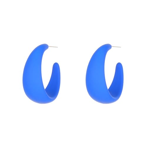Wendalern Grandes Boucles d'Oreilles en Acrylique en Forme de C Ouvertes Géométriques en Résine Bijoux pour Femmes Filles (Bleu)