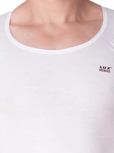 Image of LUX VENUS Super Combed Cotton Rib Round Neck Half Sleeve Vest for Men White