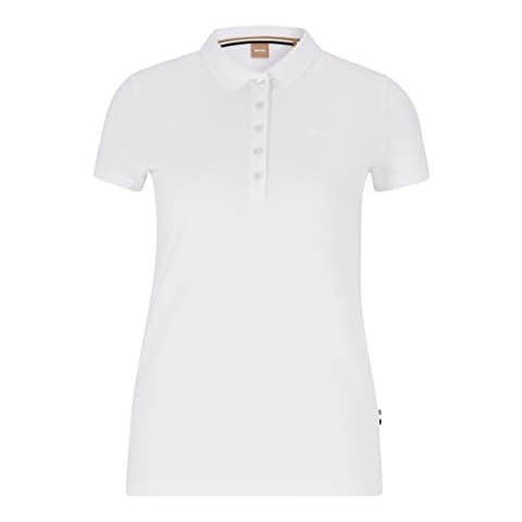 BOSS Damen C Epola Poloshirt aus Bio-Baumwolle mit Logo Weiß M Cover