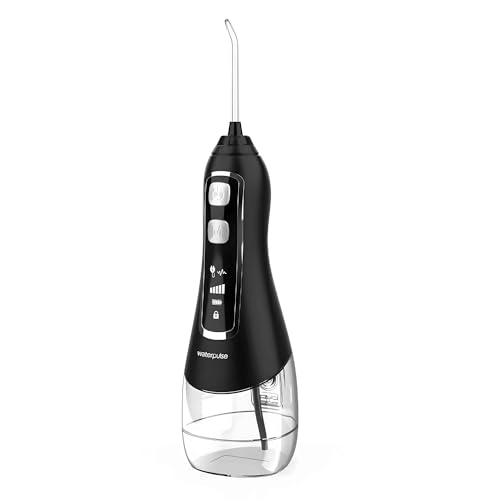Waterpulse V580 Taşınabilir Şarjlı Ağız Duşu - 5 Basınç Modlu Diş ve Protez Temizleyici - Diş Eti Masaj Fonksiyonlu IPX7 Su Geçirmez (Siyah)