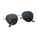Óculos De Sol Hexagonal Dourado Com Proteção UV Modelo Unissex Adulto Moda e Estilo Casual e Elegante PREMIUM DUPIN