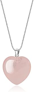 COAI Womens Love Heart Silver Chain Stone Pendant Necklace