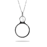 Magnifying Glass Necklace 10x Monocle Glasses Loupe Gift for People Book Reading Jewelry Exploring Craft Production Needlework. (White)