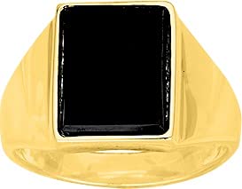 Bijouxenvogue Anillo de hombre chapado en oro con ónix Talla 62