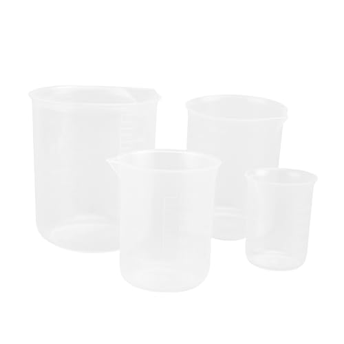 MOLUCKFU Plastic Graduated Beakers 4 Sizes (50ml 150ml 250ml 500ml) Accurate Measurement