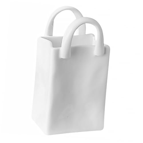 ABOOFAN Vaso in Ceramica Forma Borsa Portapennelli Trucco Capacità Decorazione Floreale Per Ufficio e Casa Design Moderno Elegante