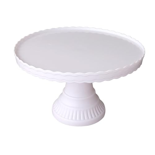 ulafbwur Alzata per torte in plastica antiscivolo, 30,5 cm, design ondulato, piatto da dessert per matrimonio, bianco