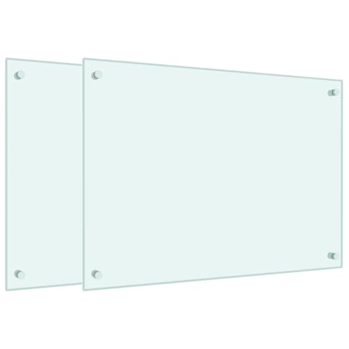 vidaXL Küchenrückwände 2 Stk. Weiß 70x50 cm Hartglas, Rückwand, Rückwand für Küche, Rückwand aus Glas, Rückwände, Spritzschutz, küchenrückwand fliese