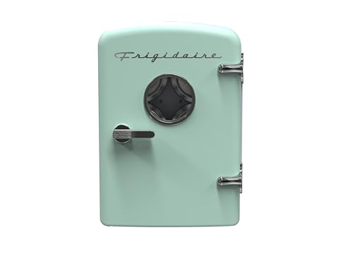 Image of Frigidaire EFMIS171 Retro Mini Portable Personal Fridge - Ideal for Home, Office or Dorm - Includes Carrying Handle, AC/DC Wall/Car Charger (Green)