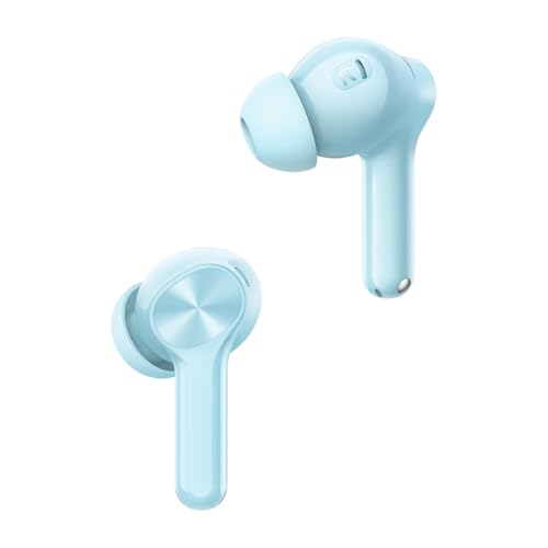 Image of Compatible for Realme Buds T200x Wireless Earbuds with Dynamic 12.4mm Bass Drivers, ANC 25dB, Quad Mic Calling, 45ms Latency, Long 48H Battery Life, Fast Charge, IP55 Rating (Blue)