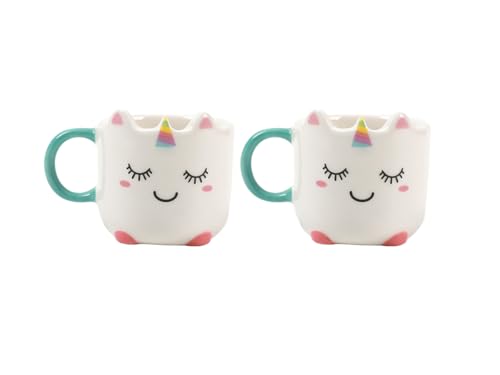 I-TOTAL® - Set di tazze da caffè in ceramica per espresso - SET 2 pezzi, 90 ml ciascuno - Perfette per gli amanti dell'espresso, per la casa o l'ufficio, 90 ml (UNICORN)