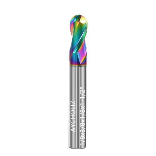 Image of 1 /8 inch Solid Carbide Ball Nose End Mill 2Flute DLC Coated HRC55 CNC Milling Cutter Bits for Copper & Aluminum Alloys