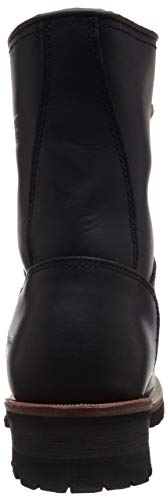 Ad Tec 9" Women Logger Boots Black Crazy Horse Leather, Plain Soft Safety Toe With Oil Resistant Rubber Sole #TOP2