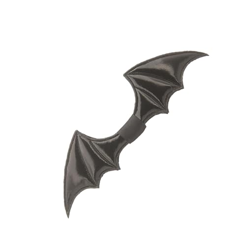 YOGOTEU Pre-Tied Bowtie With Adjustable Strap Gothic Black Bat Wing Bowknot Necktie Neckwear For Halloween Party Cosplay Costume PU B, Pu Leather Dark Ange