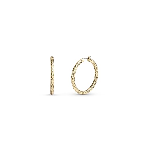 COACH Womens Signature Quilted Hoop Earrings