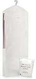 Luxury Cotton Garment Storage Bag | Long 56 Inch | Certified Organic Cotton Dress Bag | Breathable | For Long Dresses & Coats Storage | Garment Bags for Hanging Clothes | Certified Carbon Neutral
