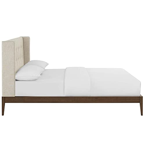 Modway Hadley Tufted Upholstered Wingback Queen Platform Bed In Beige #TOP3